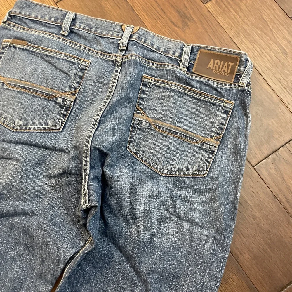 Ariat Rebar M4 Relaxed Bootcut Jeans Mens 38/30 Blue Denim Mid Rise Stretch